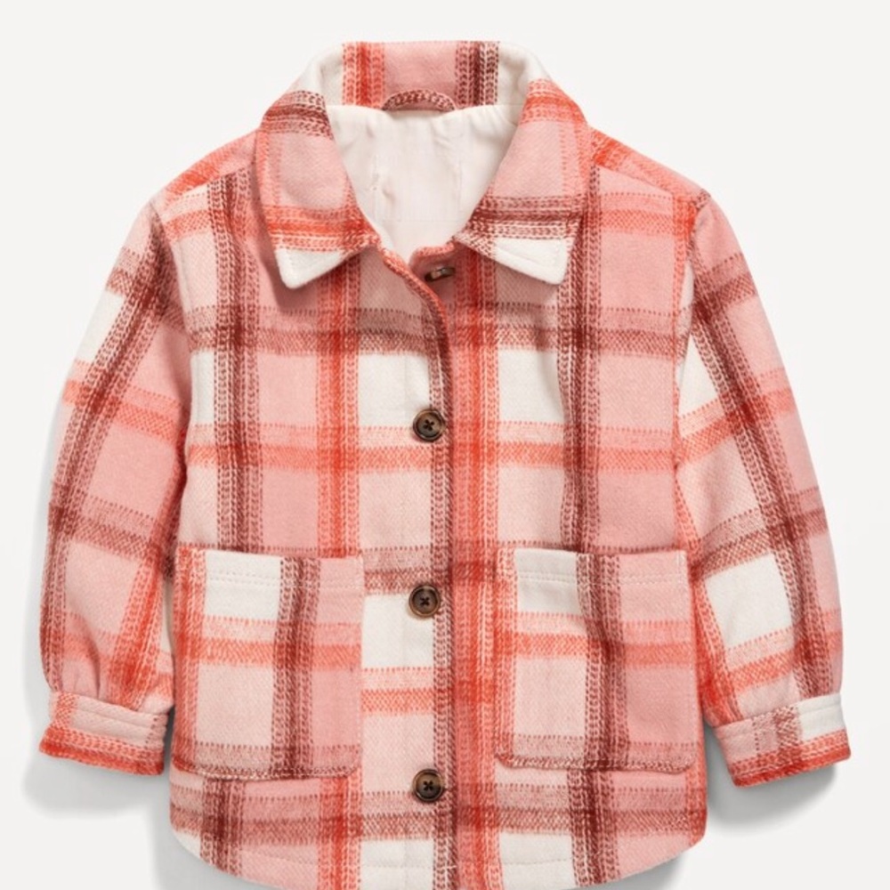 Soft-Brushed Plaid Shacket for Toddler Girls